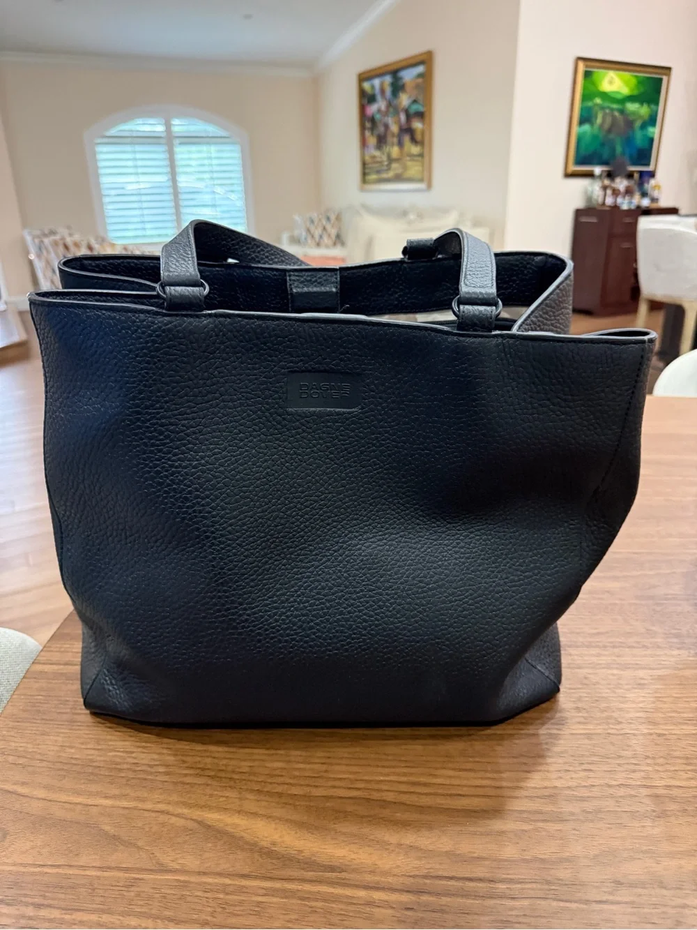 Dagne Dover Black Pebbled Leather Tote - Picture 1 of 8